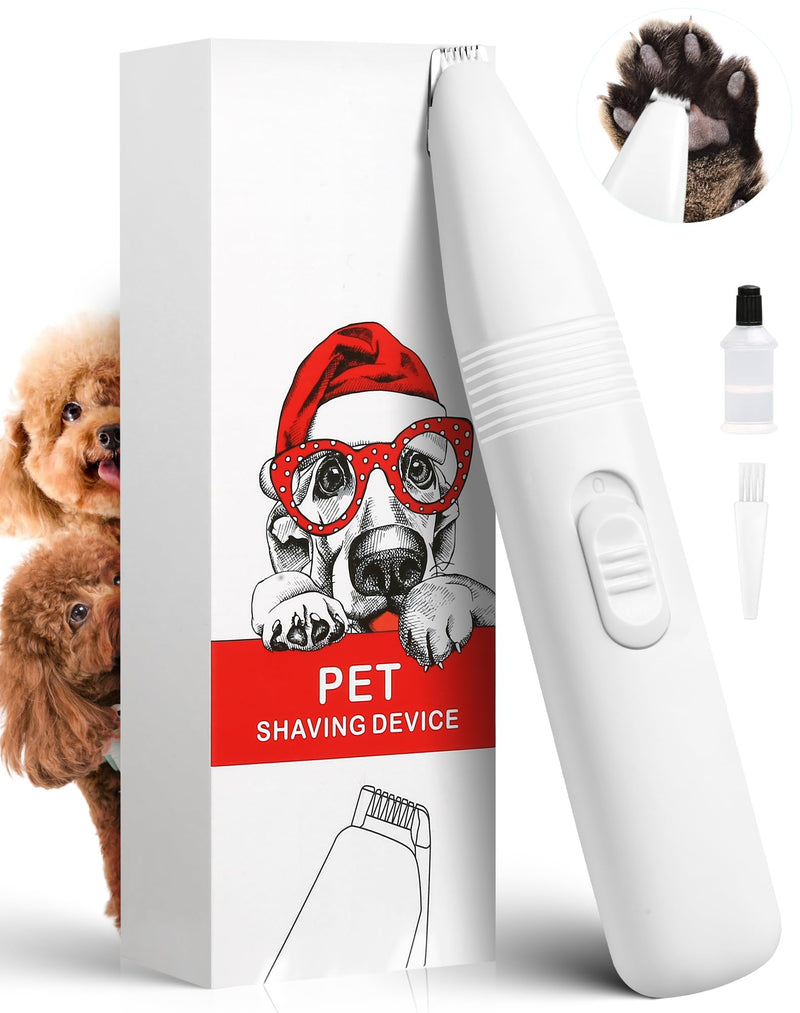 Dog Grooming Clippers, Dog Paw Trimmer with Detachable Ceramic Blade for Trimming Small Areas of Pet's Hair, Low Noise Paw Grooming Shaver for Cat's Eyes Face Ears Paws (White) White - PawsPlanet Australia