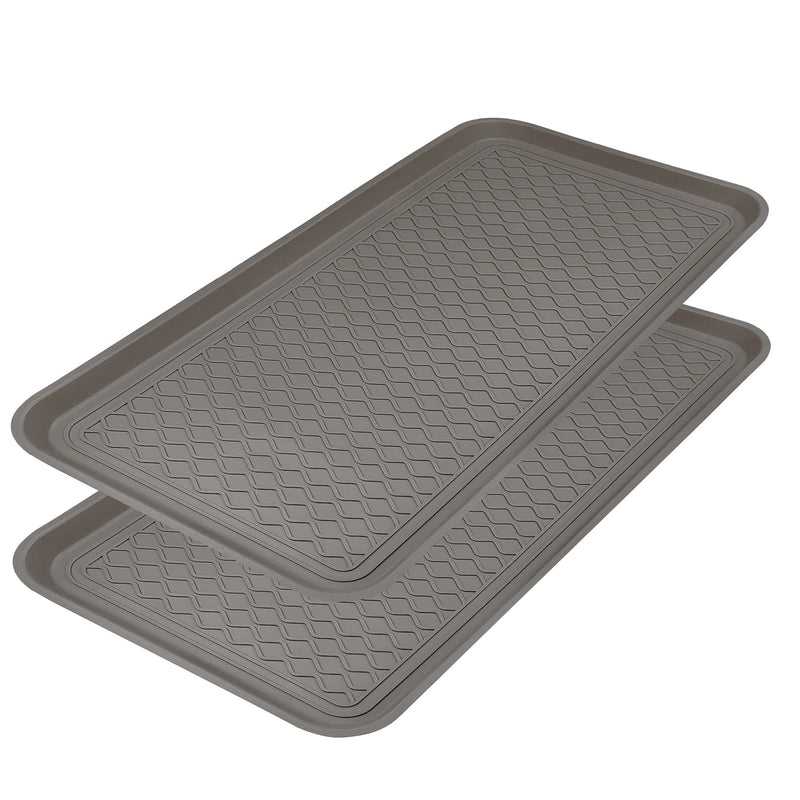Finorder Multi-Purpose Utility Boot Trays with Striped, Set of 2 Grey Duty Shoe Trays for All Weather, Plastic Pet Feeding Mat, Use for Indoor and Outdoor, 30" x 15" x 1.2" 30" x 15"(Gray) - PawsPlanet Australia