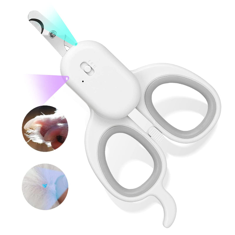 PAKEWAY Pet Nail Clipper with LED & -U-V Light, Cat Claw Trimmer with Ultra Bright LED Light for Nail Bloodline to Avoid Over Cutting, Sharp Angled Blade Grooming Tool for Dog Cat Rabbit Small Animals Suitable for Cats＆Dogs Grey - PawsPlanet Australia