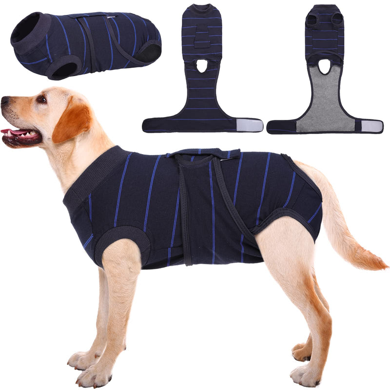 Kuoser Dog Surgery Suit Female Spay, Soft Dog Recovery Suit Male Neuter Anti Licking Dog Onesie E-Collar & Cone Alternative, Breathable Dog Surgical Suit for Surgery Recovery, Blue Strips XL X-Large (Back: 20.1" - 24.8"; Weight: 42 - 75LB) - PawsPlanet Australia