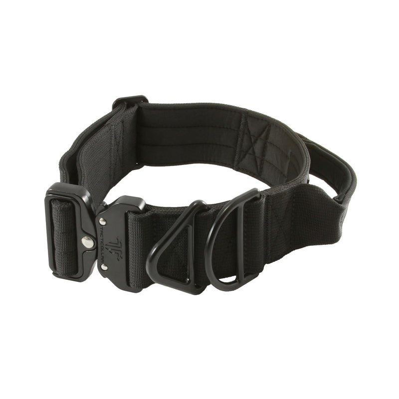 Tacticollar - 2 inch Tactical Dog Collar with Handle for Medium and Large Dogs, Mil Spec Nylon Collar, Quick-Release Metal Buckle, Neoprene Padded Inside (Large, Black) - PawsPlanet Australia