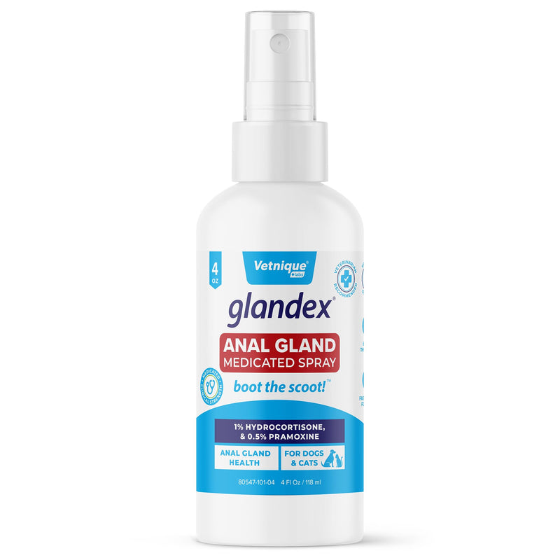 Vetnique Labs Glandex Medicated Dog Anal Gland Spray - Pain Relieving & Anti-Itch Formula to Soothe Inflamed Anal Glands in Dogs & Cats - Fast Acting Clinical Formula - Boot The Scoot (4oz) - PawsPlanet Australia