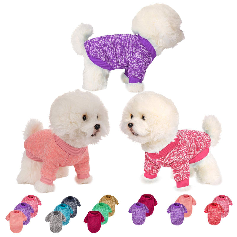 Dog Sweater, Dog Sweaters for Small Dogs, 2, 3 Pack Warm Soft Pet Clothes for Puppy, Medium Large Cat, Dogs Girl or Boy, Dog Shirt for Winter Christmas (Pink+Purple+HotPink, XX-Small) Pink+Purple+HotPink - PawsPlanet Australia