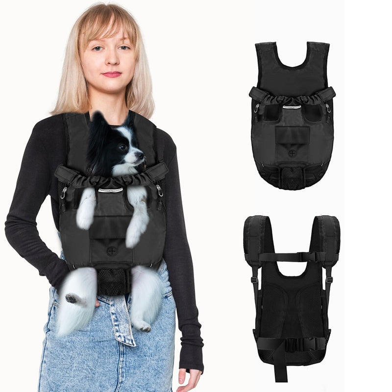 Petmolico Pet Dog Carrier Backpack, Adjustable Dog Legs-Out Front Backpack, Hands-Free Cat Pup Front Carrier Travel Bag, Easy-fit for Traveling Hiking for Small Medium Dogs, XL, Black - PawsPlanet Australia