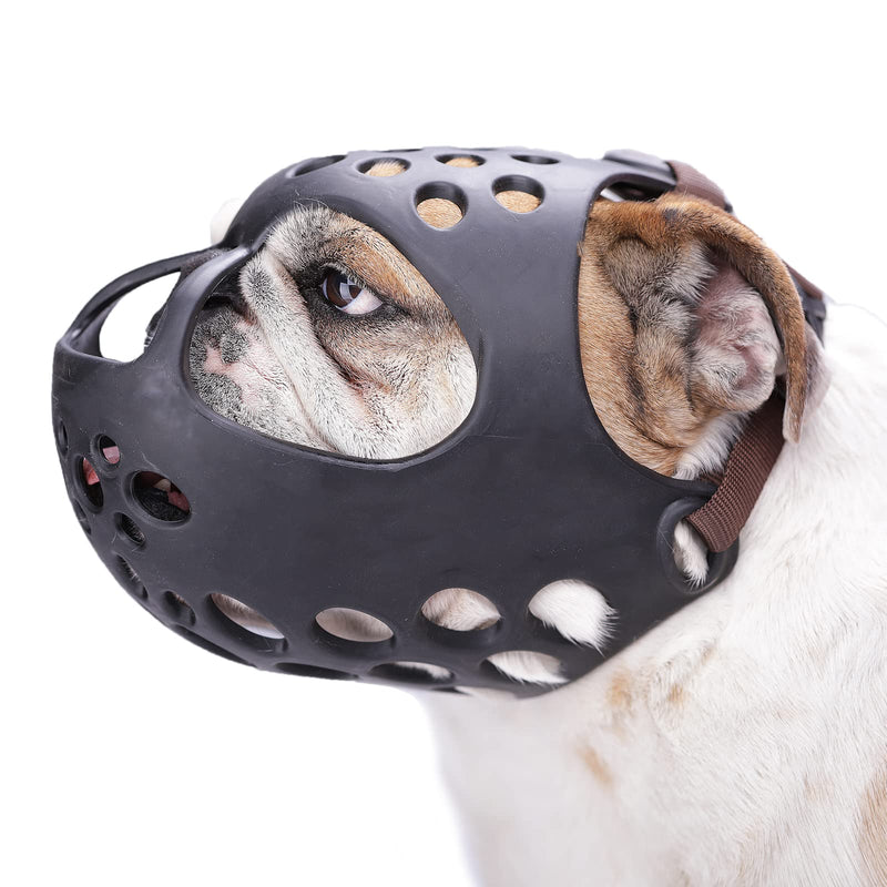 BARKLESS Dog Muzzle for Short Snout Dogs, Soft Silicone Muzzle for Biting, Chewing, Licking for French Bulldog Shih Tzu, Ideal for Flat-Faced Aggressive Dogs Grooming Walking, Allows Drinking XL Black - PawsPlanet Australia