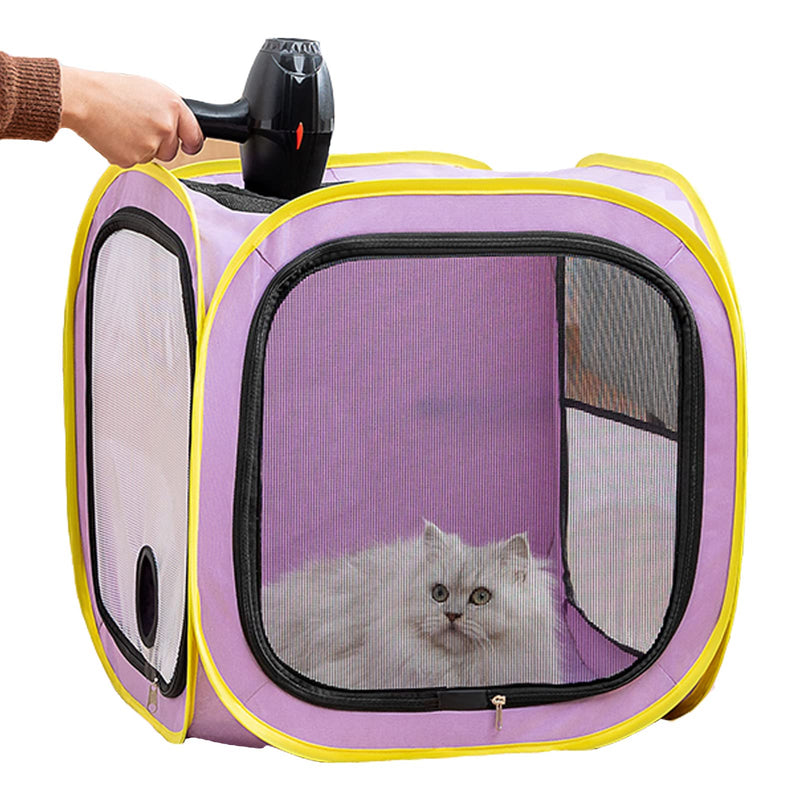Pet Cat Dog Drying Box,Portable Foldable Cat Drying Room,Drying Crate Cage for Small Medium and Large Dogs (Purple) Purple - PawsPlanet Australia