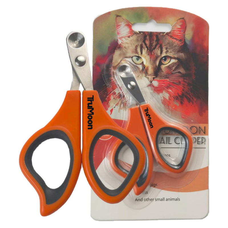Trumoon Easy Cat Claw Trimmers with Circular Guard- Avoid Over Cutting Meow Nail Clippers for Cats Who Like to Struggle - Professional Grooming Tool for Kitten Cat 2mm-orange - PawsPlanet Australia