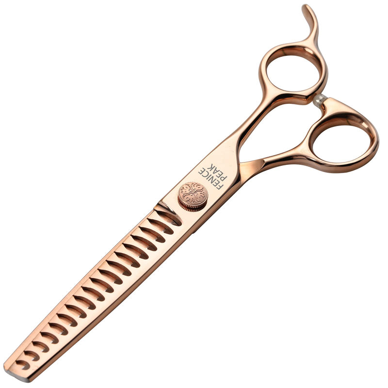 Fenice Peak Chunker Dog Grooming Scissors Champagne Gold 440C Stainless Steel Professional Trimming Thinning Shears for Dogs and Cats 75% Thinning Rate 7 - PawsPlanet Australia