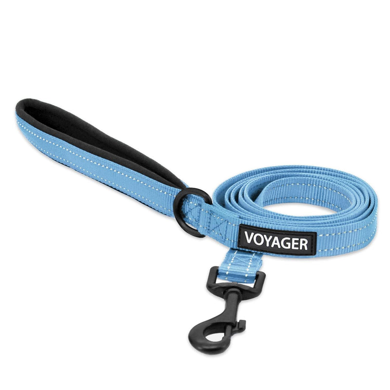 Voyager Reflective Dog Leash with Neoprene Handle, 5ft Long, Supports Small, Medium, and Large Breed Puppies, Cute and Heavy Duty for Walking, Running, and Training - Baby Blue (Leash), M Leash (Baby Blue) 3/4" x 5ft - PawsPlanet Australia