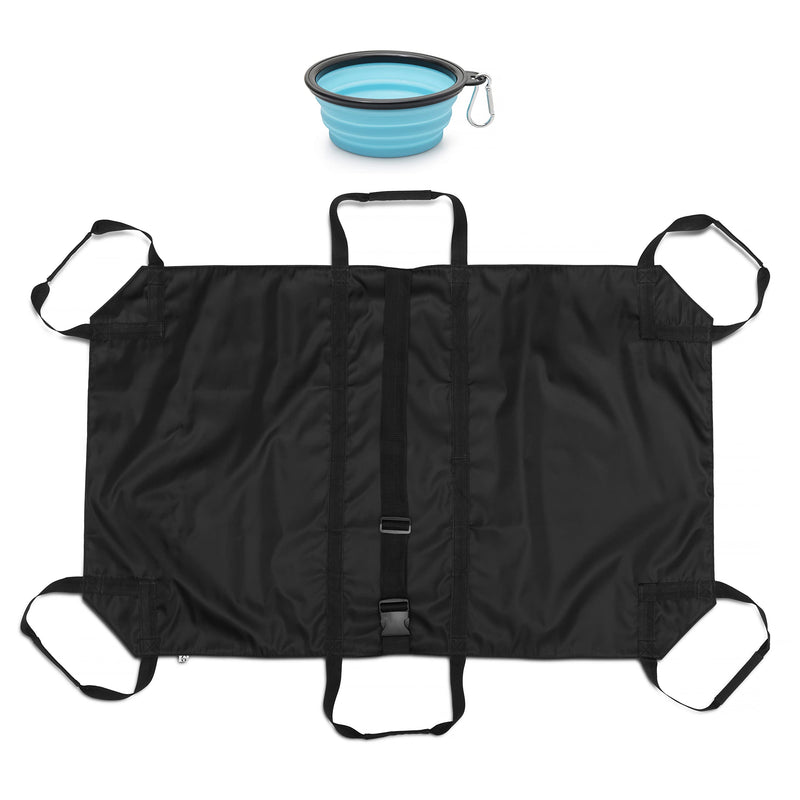 Transport Stretcher for Dogs - Animal Emergency Transport Carrier with Buckled Adjustable Safety Strap - Complete with Collapsible Dog Bowl - PawsPlanet Australia