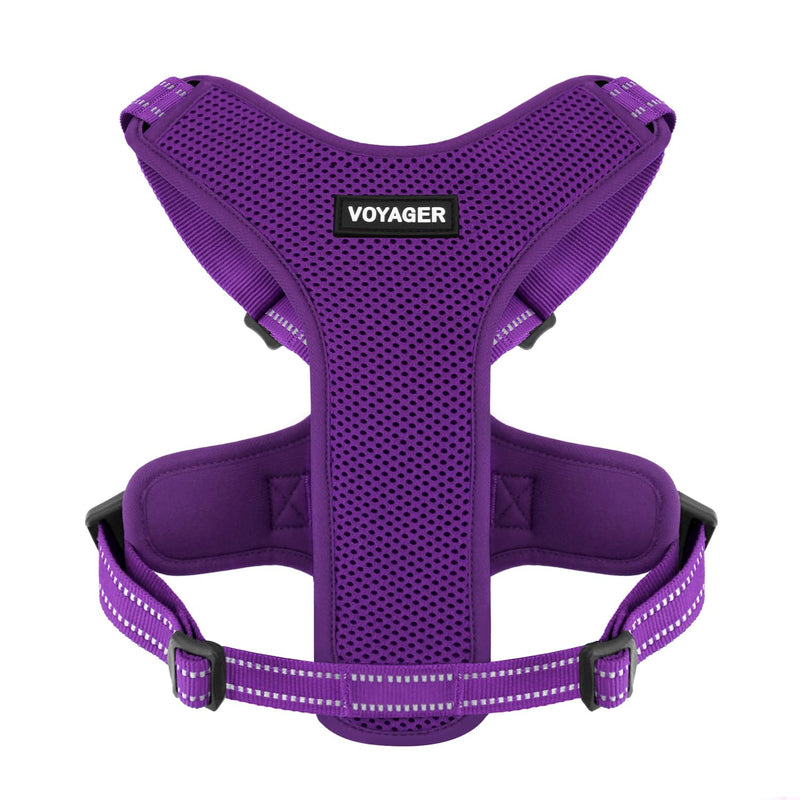 Air Frontier Mesh Dog Harness with Steel Leash D-Ring, Reflective Stitching, and Lightweight Breathable No-Pull Design, Adjustable Neck and Chest Straps for Small to Large Breeds - PPW, XS XS (Chest: 13 - 16") Harness (Purple Mesh) - PawsPlanet Australia