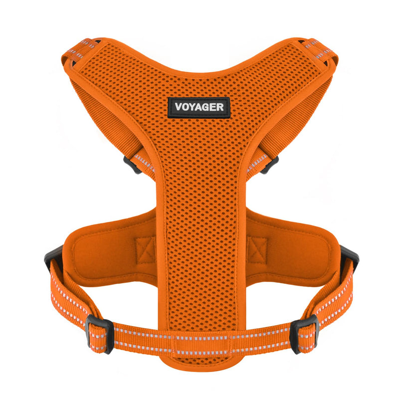 Air Frontier Mesh Dog Harness with Steel Leash D-Ring, Reflective Stitching, and Lightweight Breathable No-Pull Design, Adjustable Neck and Chest Straps for Small to Large Breeds - ORW, XS - PawsPlanet Australia