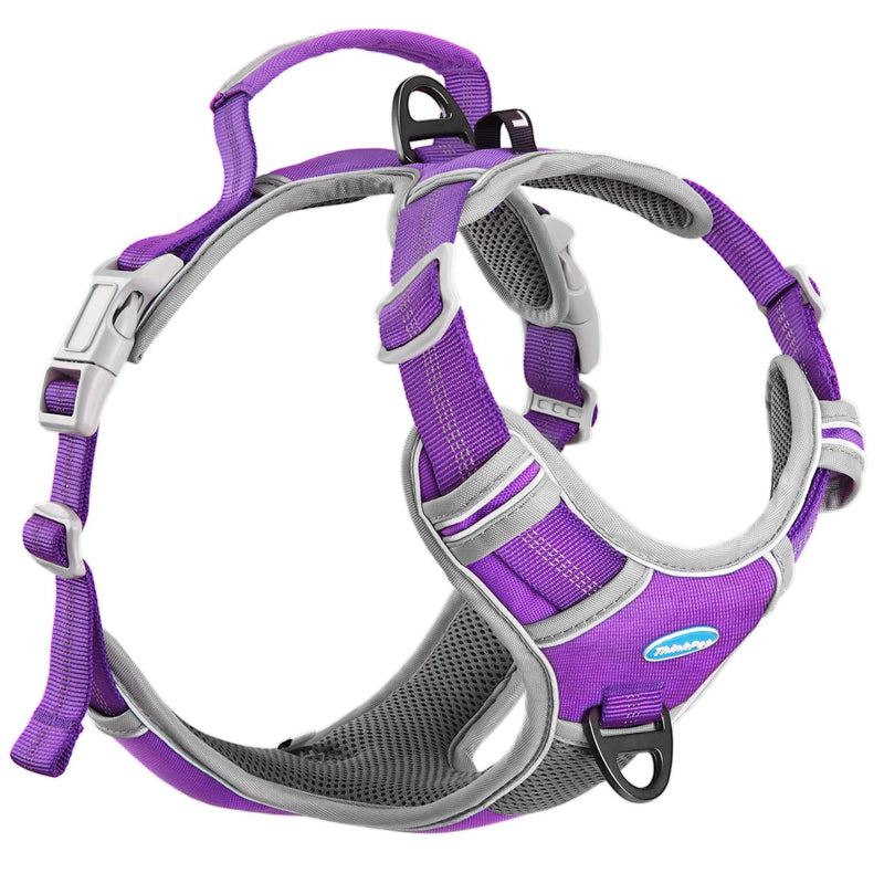 ThinkPet No Pull Harness Breathable Sport Vest with Handle-Dog Harnesses Reflective Adjustable for Medium Large Dogs Purple M(Chest:15"-28") - PawsPlanet Australia