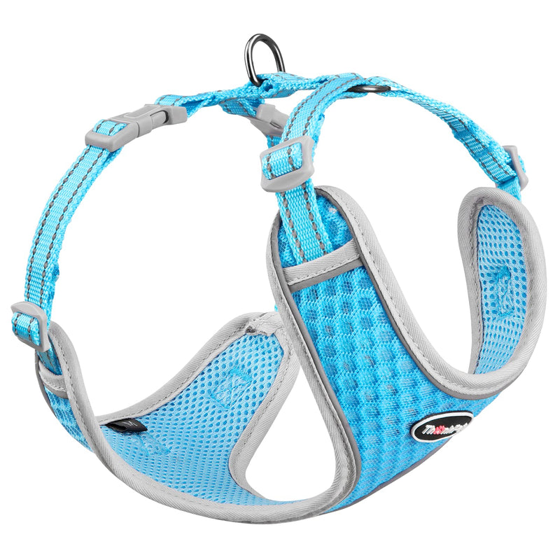 ThinkPet Reflective Breathable Soft Air Mesh No Pull Puppy Choke Free Over Head Vest Harness for Puppy Small Medium Dogs and Cats Light Blue Medium Medium (Pack of 1) - PawsPlanet Australia