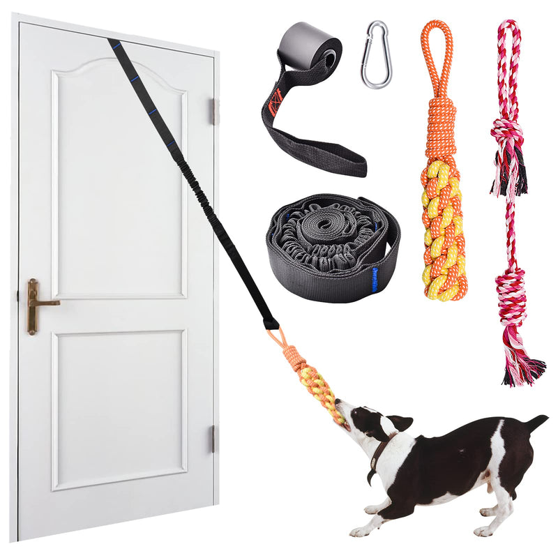 KATOLK Door Anchor Dog Hanging Bungee Tug Toy for Pull Rope and Tug of War, Indoor and Outdoor Pull Interactive Toy, Durable Retractable Tugger Dog Rope Toy with 2 Chew Rope Toys for Dogs and Cats - PawsPlanet Australia