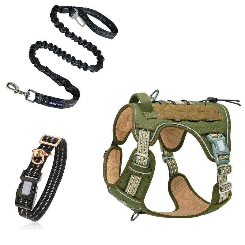Auroth Tactical Dog Harness with 6 FT Heavy Duty Dog Leash and Reflective Dog Collar for Medium Large Dogs - PawsPlanet Australia