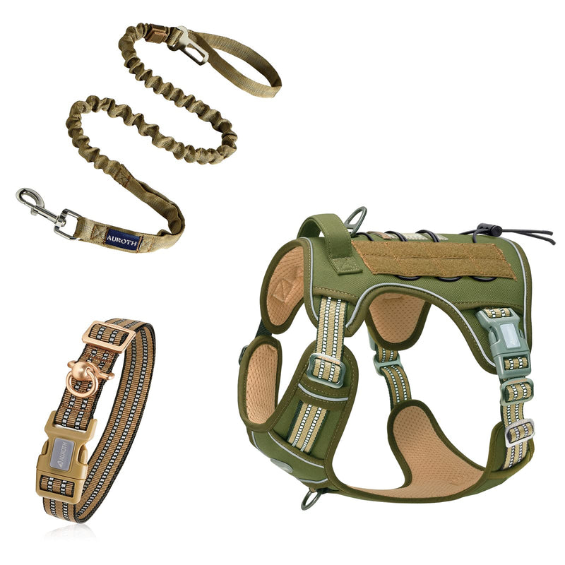 Auroth Tactical Dog Harness with 6 FT Heavy Duty Dog Leash and Reflective Dog Collar for Medium Large Dogs - PawsPlanet Australia