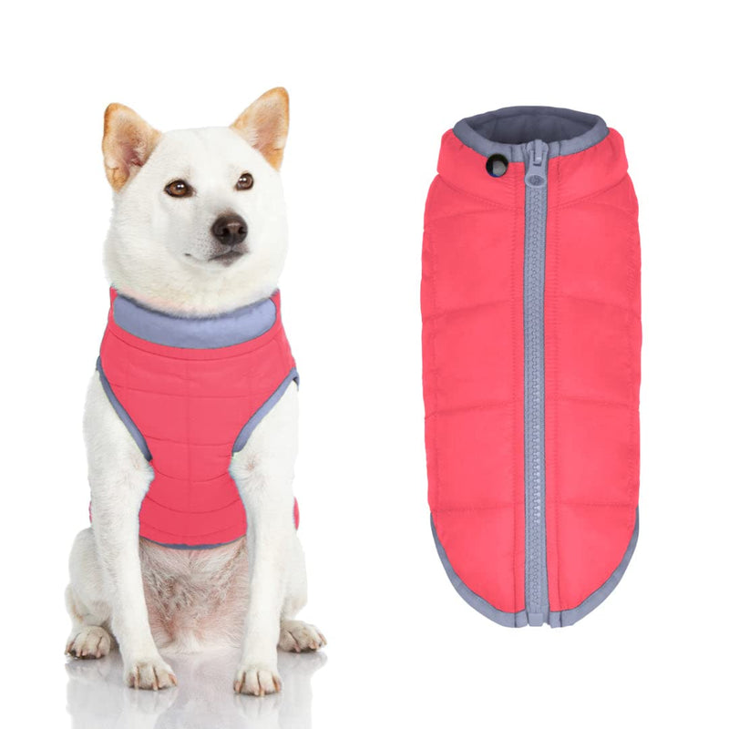 Gooby Comfort Jacket - Warm Water Resistant Zip Up Dog Jacket - Small and Medium Dogs X-Small (13") Watermelon Pink - PawsPlanet Australia