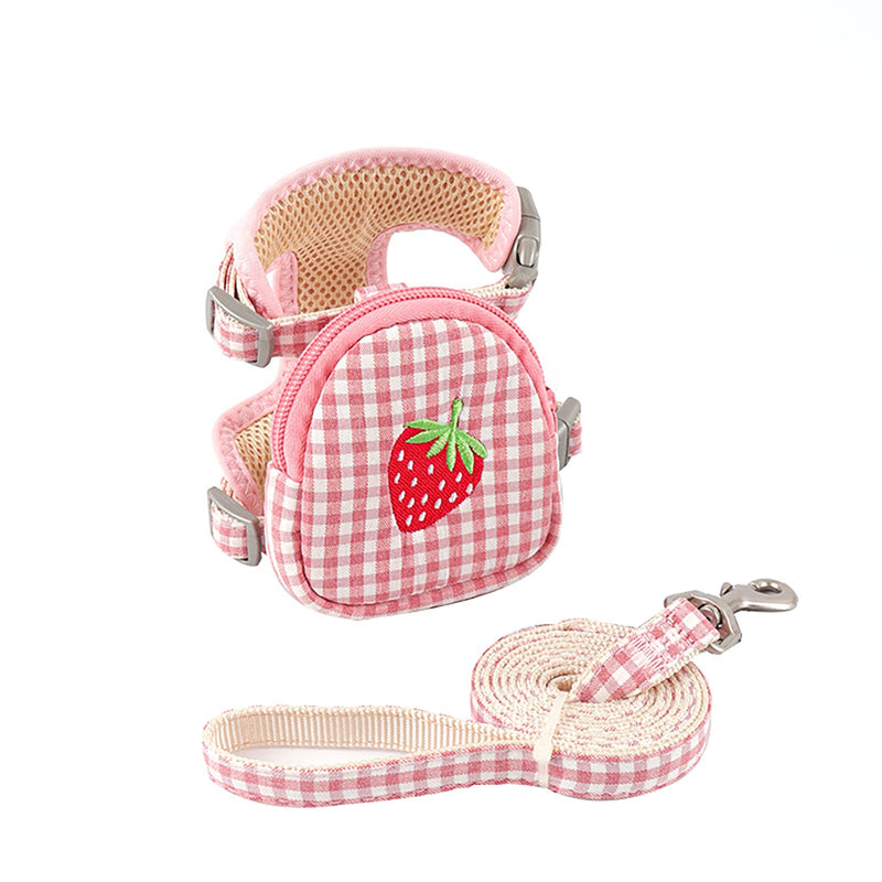 Yuehuam Pet Backpack Harness with Leash for Cat Small Dog Self Mini Carrier Back Pack Pocket Saddle Bags Puppy Bag with Training Lead Leash for Doggie Outdoor Travel Hiking Walking Pink M (Chest: 11-16.5, Fits 7-16.5 lbs) - PawsPlanet Australia