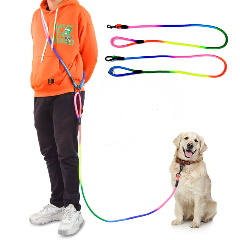Hands Free Dog Leash 9.8ft Rope Crossbody Dog Leash Reflective for Large Medium Small Dogs Walking, Jogging and Running，Dog Training Leash (Rainbow, 9.8Ft) Rainbow - PawsPlanet Australia