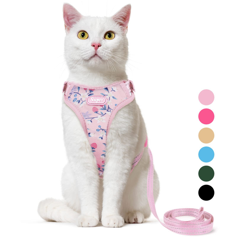 Supet Cat Harness and Leash Escape Proof for Walking, Adjustable Cat Vest Harness and Leash Set for Large and Small Kittens Dogs Pink M (chest: 15-22.5") - PawsPlanet Australia