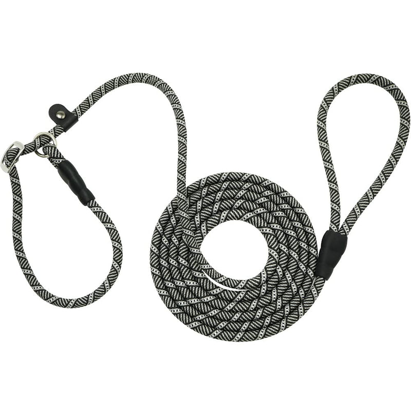 10FT / 20FT Long Slip Lead Dog Leash, 3/8" Thick Nylon Reflective Rope No-Pull Training Lead for Medium Large Dogs (10FT * 3/8", Black) 10FT * 3/8" - PawsPlanet Australia