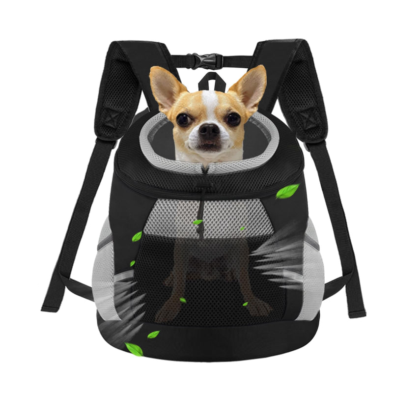 SMONT Dog Backpack Carrier Pet Lightweight Dog Carrier Backpack Small Dog Front Backpack Breathable Dog Carriers for Small Dogs with Safety Belt for Outdoor Hiking Travel Use S (2-7 lbs) Black Small(2-7 Ibs) - PawsPlanet Australia