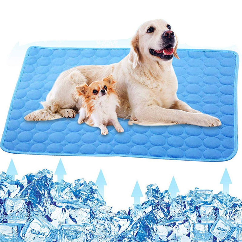 Dog Cooling Mat, Pet Dog Self Cooling Pad, Ice Silk Washable Summer Cool Mat for Cats, Kennels, Crates and Beds (XX-Large 59''×40'', Blue) XX-Large 59''×40'' - PawsPlanet Australia