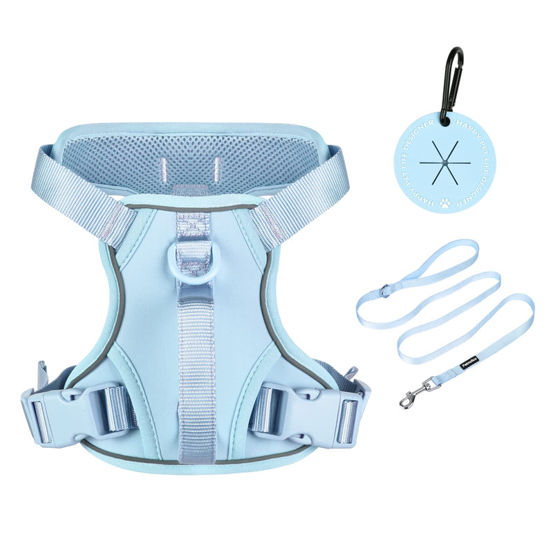Petmolico Dog Harness for Small Dogs, Cute Harness Vest with Two Leash Clips and Soft Handle, Reflective Easy Walk Puppy Vest - Light Blue, Small - PawsPlanet Australia