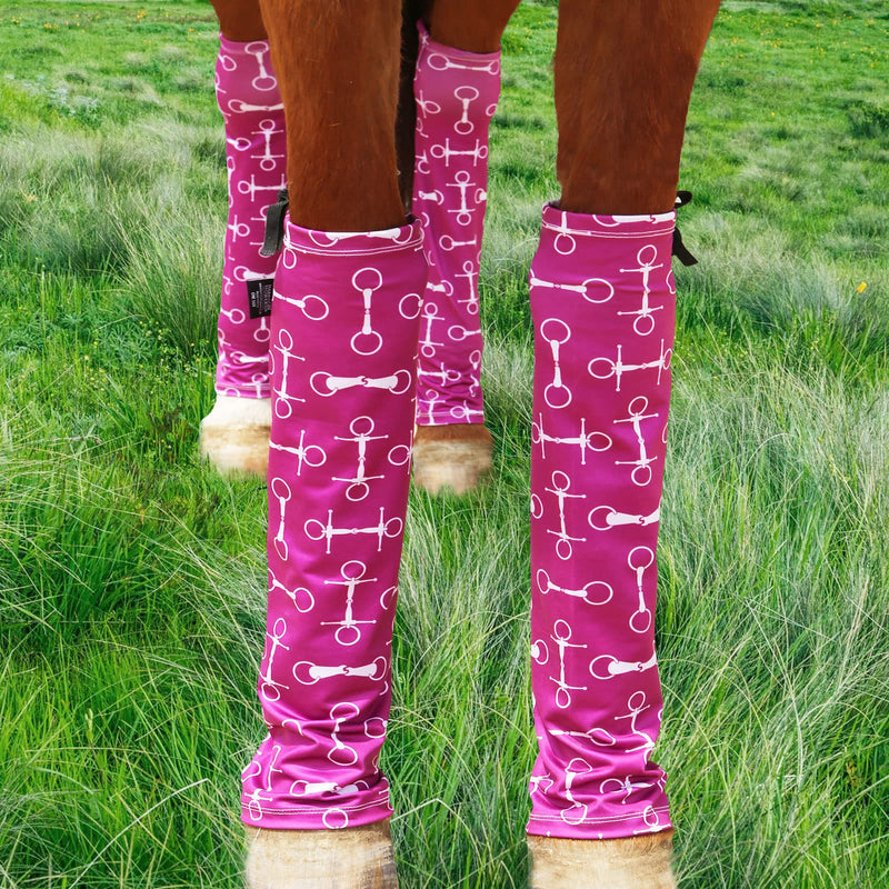 Harrison Howard Loose Fitting Horse Leg Socks Horse Socks Comfortable and Easy to Wear Set of 4 Pink Bits - PawsPlanet Australia