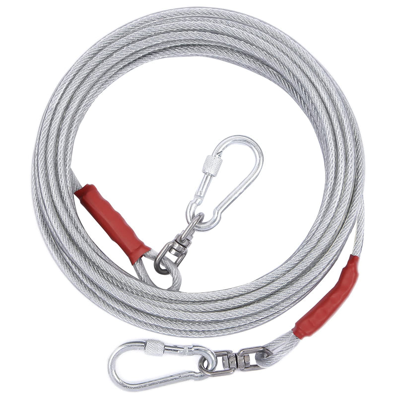 Dog Tie Out Cable for Dogs Outside Up to 125/250lbs,10/20/30/50FT Long Dog Leashes&Chains,Small-Large Dogs Runner Cable for Yard ,Heavy Duty Dog Lead Line for Outdoor,Camping,Yard 250lbs 10FT Silver - PawsPlanet Australia