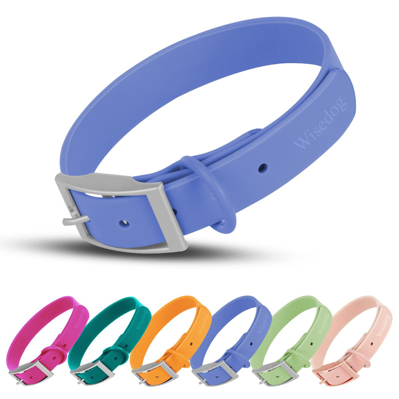 Wisedog Waterproof Dog Collar: Multiple Adjust 7" to 23.6", Soft Rubber Coated Webbing, Easy to Clean, for Small Medium Large Dogs (L|15"-19" × 1 in, Blue) L|15"-19" × 1 in - PawsPlanet Australia