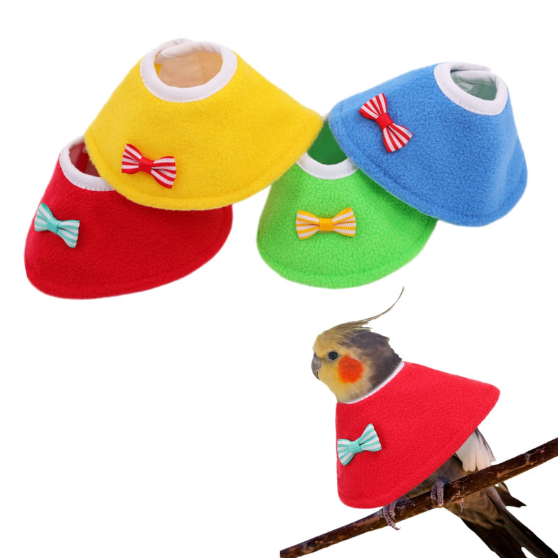 Bird Cone Collar 4 Pcs Set Pet Parrot Anti-bite Elizabethan Collars Protective Anti-Grab Feather Wound Healing Recovery Cones for Lovebird Cockatiel Budgerigar Parakeet Yellow Blue Red Green XS - PawsPlanet Australia