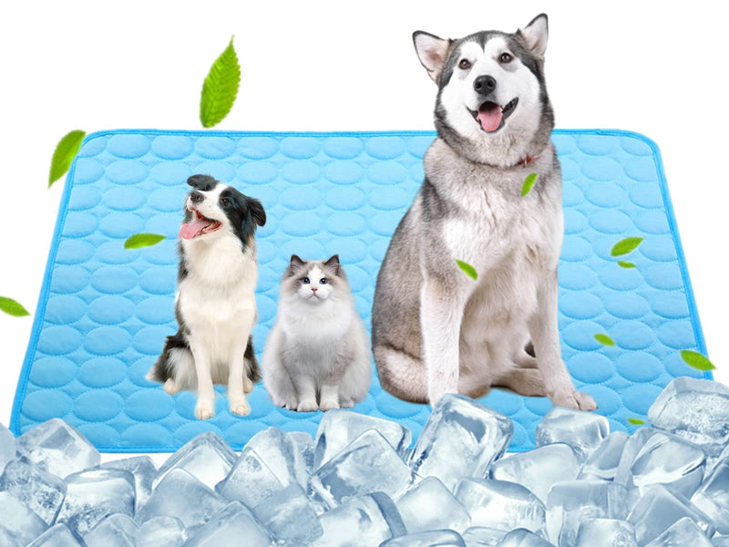 SOMOYA Dog Self Cooling Mat Pet Washable Cooling Pads Blanket Sleeping Kennel Mat,Ice Silk Sleep Mat Pad Non-Toxic Breathable Sleep Bed Beach for Large Dogs Cats (Blue, 39.4x59 in) Blue - PawsPlanet Australia
