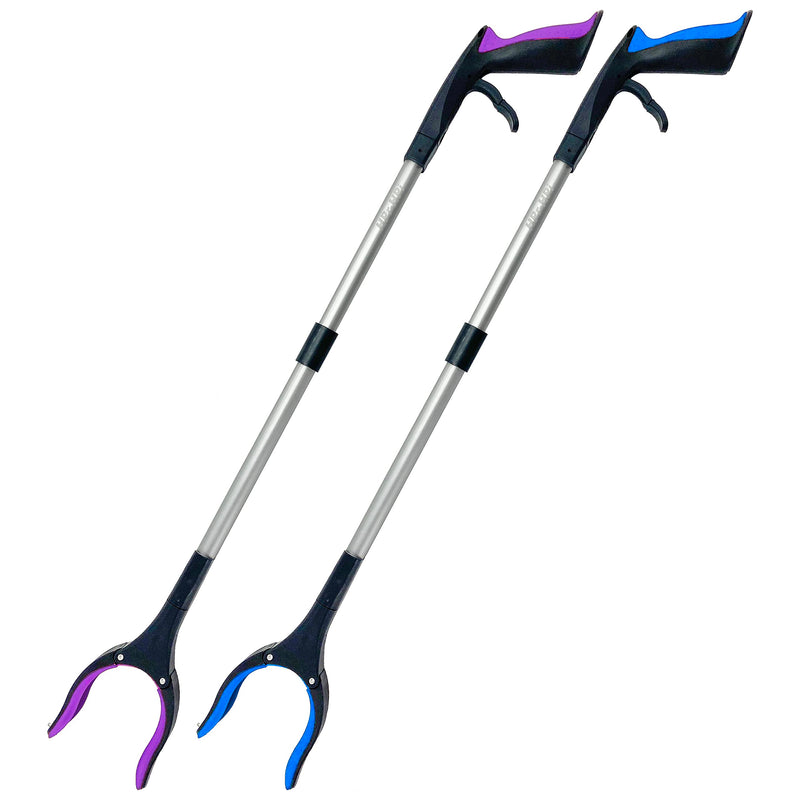 2-Pack Reacher Grabber Tool, Foldable Trash Picker Grabber, Trash Gripper, Garden Nabber, Litter Picker, Extended Grabber（Purple/Blue) Purple/Blue