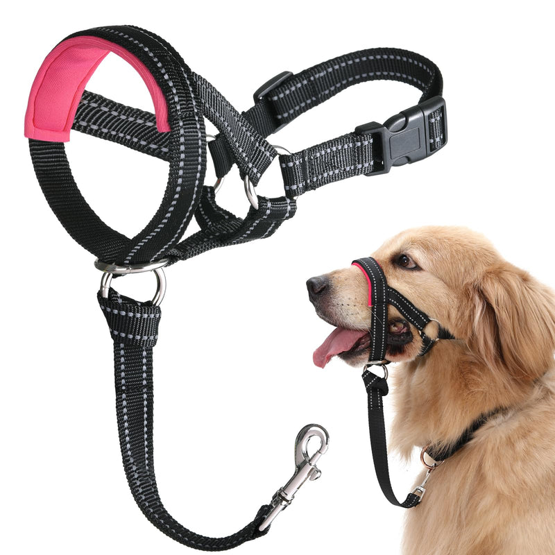 BARKLESS Dog Head Collar, No Pull Head Halter with Soft Padding, Reflective Soft Padded Snout Harness for Small and Medium Dogs Pink S (Snout Cir: 7"-10¼") - PawsPlanet Australia