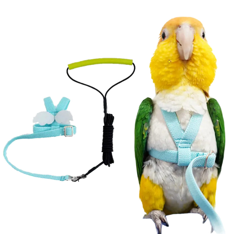 Pet Parrot Bird Harness Leash Adjustable Bird Flying Harness Traction Rope with Cute Wing for Parrots Pigeons Budgerigar Lovebird Cockatiel Mynah Outdoor Training Toy (M, Blue) Medium - PawsPlanet Australia