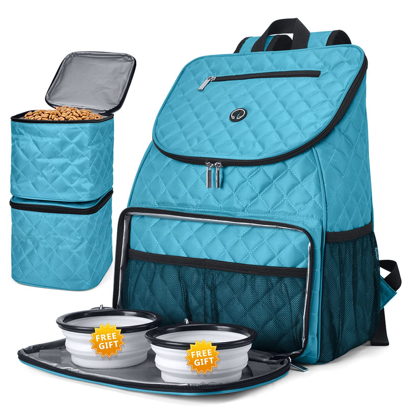 BAGLHER 丨Dog Travel Bag,Airline Approved Pet Supplies Backpack,Dog Travel Backpack with 2 Silicone Collapsible Bowls and 2 Food Baskets. Sky Blue - PawsPlanet Australia
