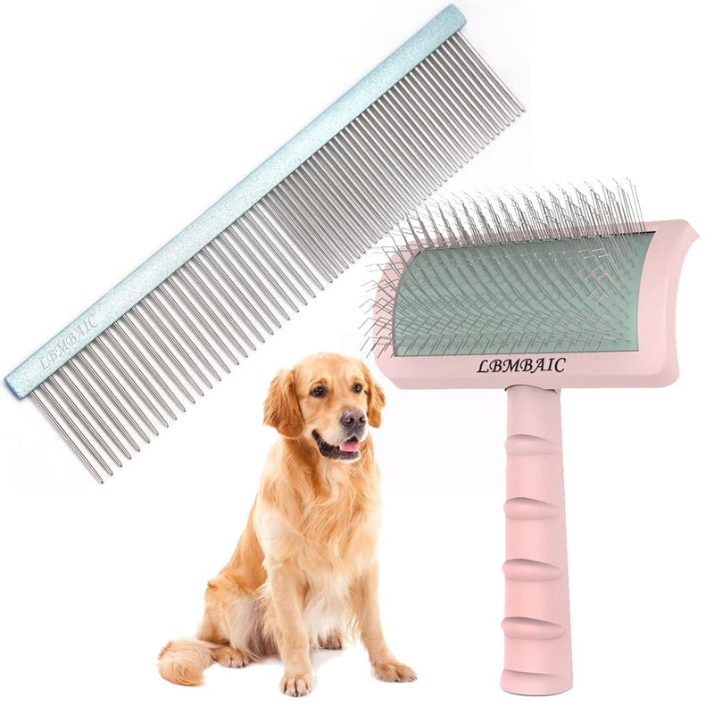 Dog Metal Grooming Comb 7.5inches and Extral Long Pin Slicker Brush For Doodles - PawsPlanet Australia