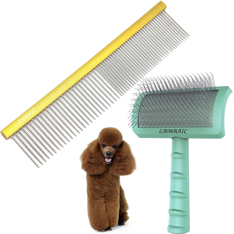 Metal Grooming Comb for Dogs 7.5inches and Dog Slicker Brushes for Long Thick Coat Dogs and Cats. - PawsPlanet Australia