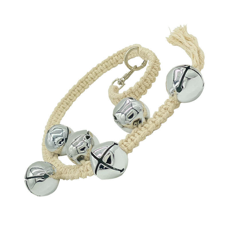 Dog Hanging Doorbells| 6 Extra Loud Dog Potty Training Bells| Adjustable Durable Braided Rope Door Bell for Dogs to Ring to Go Outside(Silver, Large) Silver - PawsPlanet Australia