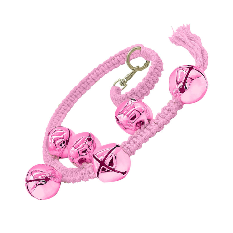Dog Hanging Doorbells| 6 Extra Loud Dog Potty Training Bells| Adjustable Durable Braided Rope Door Bell for Dogs to Ring to Go Outside(Pink, Large) Pink - PawsPlanet Australia