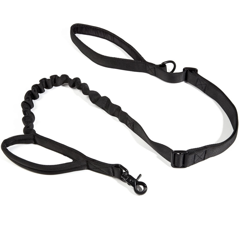 JiePai Tactical Dog Training Bungee Leash Military Dog Leash Quick Release Elastic Leads Rope with 2 Control Handle, 6ft for Medium Large Dogs, Black 6 Feet Black-Adjustable - PawsPlanet Australia