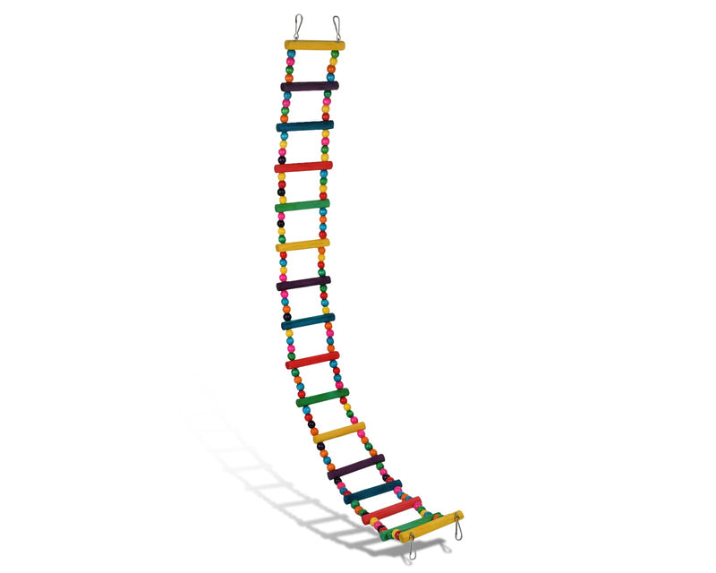DS. DISTINCTIVE STYLE Bird Ladder Toys Coloured Flexible Parrot Swing Bridge Wooden Cockatiel Cage Hanging Climbing Ladder (39 in (16 Steps)) 39 in (16 Steps) - PawsPlanet Australia