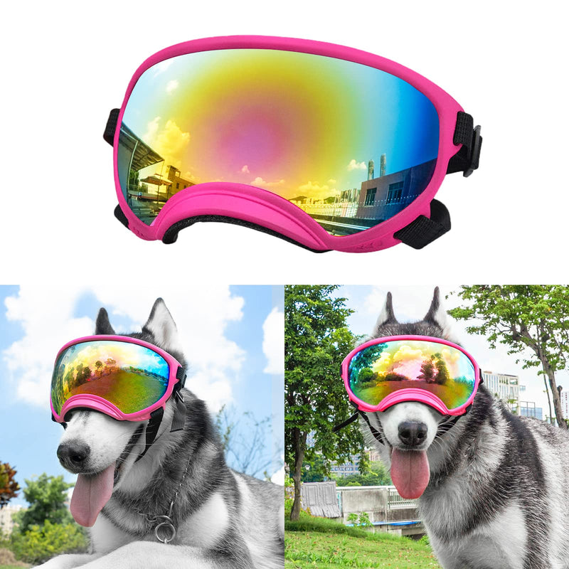 Large Dog Sunglasses, Dog Goggles Large Breed and Medium, UV Protection, Windproof, Dustproof and Snowproof. Shatterproof Lens, Adjustable Strap Pink - PawsPlanet Australia
