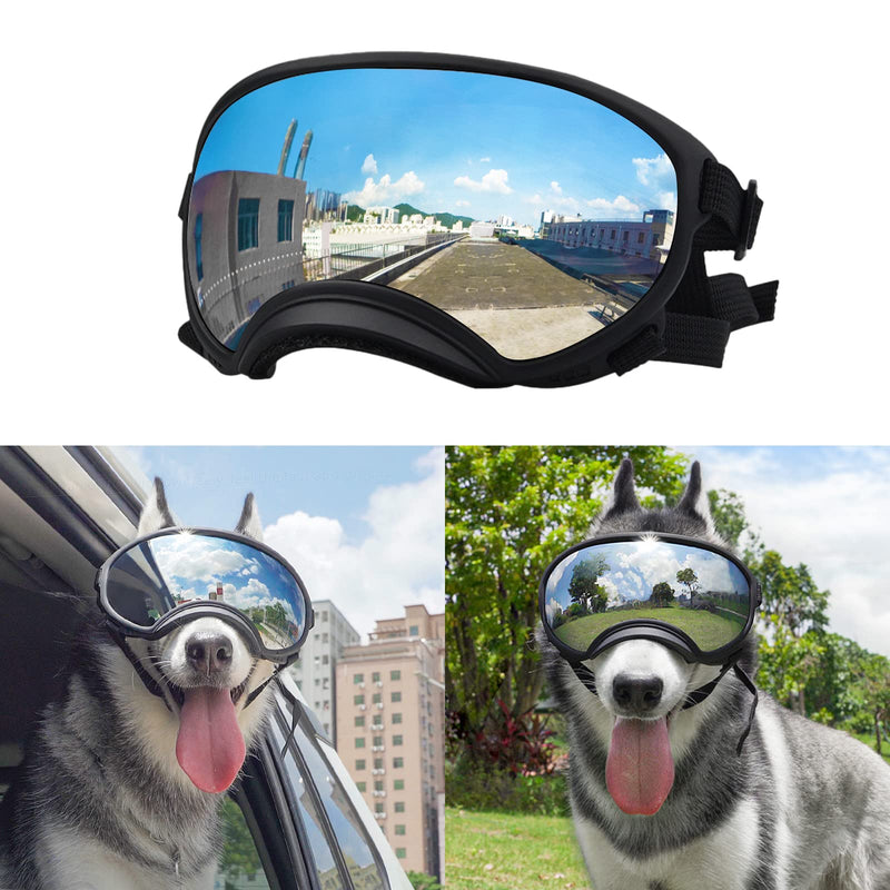 Large Dog Sunglasses, Dog Goggles Large Breed and Medium, UV Protection, Windproof, Dustproof and Snowproof. Shatterproof Lens, Adjustable Strap Silver - PawsPlanet Australia