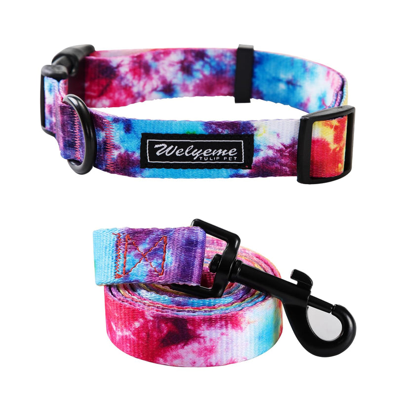 Tie Dye Dog Collar Pet Funny Dog Leash Set for Small Medium Large Dogs Tie Dye Collars (S(9.8'' - 12'')) S Pink - PawsPlanet Australia