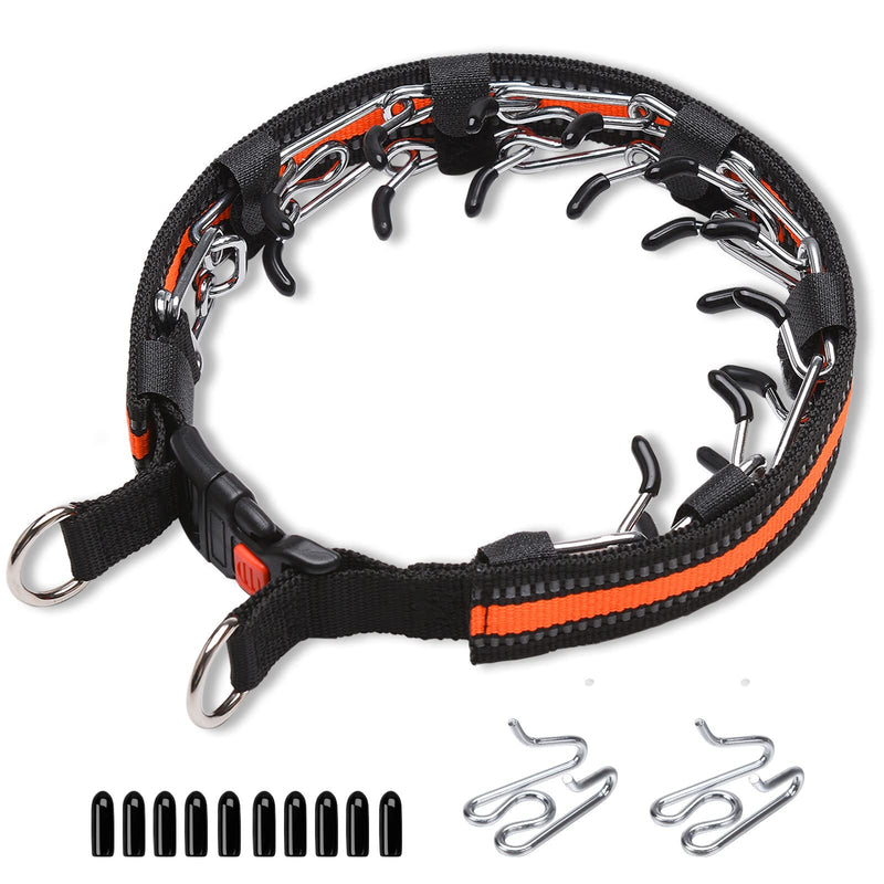 Prong Collar for Dogs, Reflective Covered Dog Spike Pinch Collar, Adjustable Dog Training Collar with Quick Release Buckle for Small Medium Large Dogs (L Size) Large/3.5mm/21.7in/Neck 16-20inch - PawsPlanet Australia