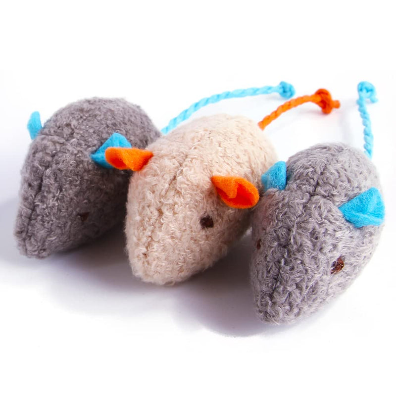 Q.Y.HOME Cat Toy Interactive Toy Plush Mouse Shaped Toy - (3 Pack),Small Breeds - PawsPlanet Australia