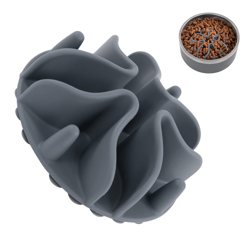 Jaoul Slow Feeder Dog Bowls Insert, Puzzle Slow Feeder with 51 Octopus Suction Cups for Medium Large Size Dog Bowls Over 6.5" Wide (Grey) Large(5.5 inch) Grey - PawsPlanet Australia